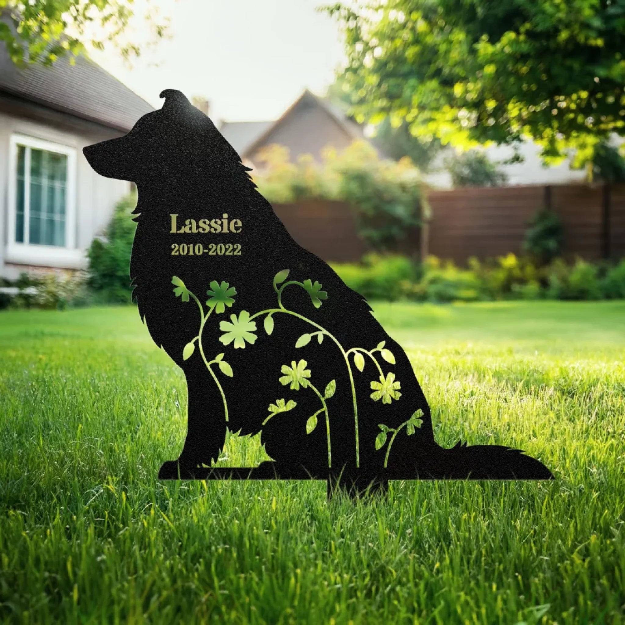 Flower-Dog-Memorial-Sign-in-a-Yard