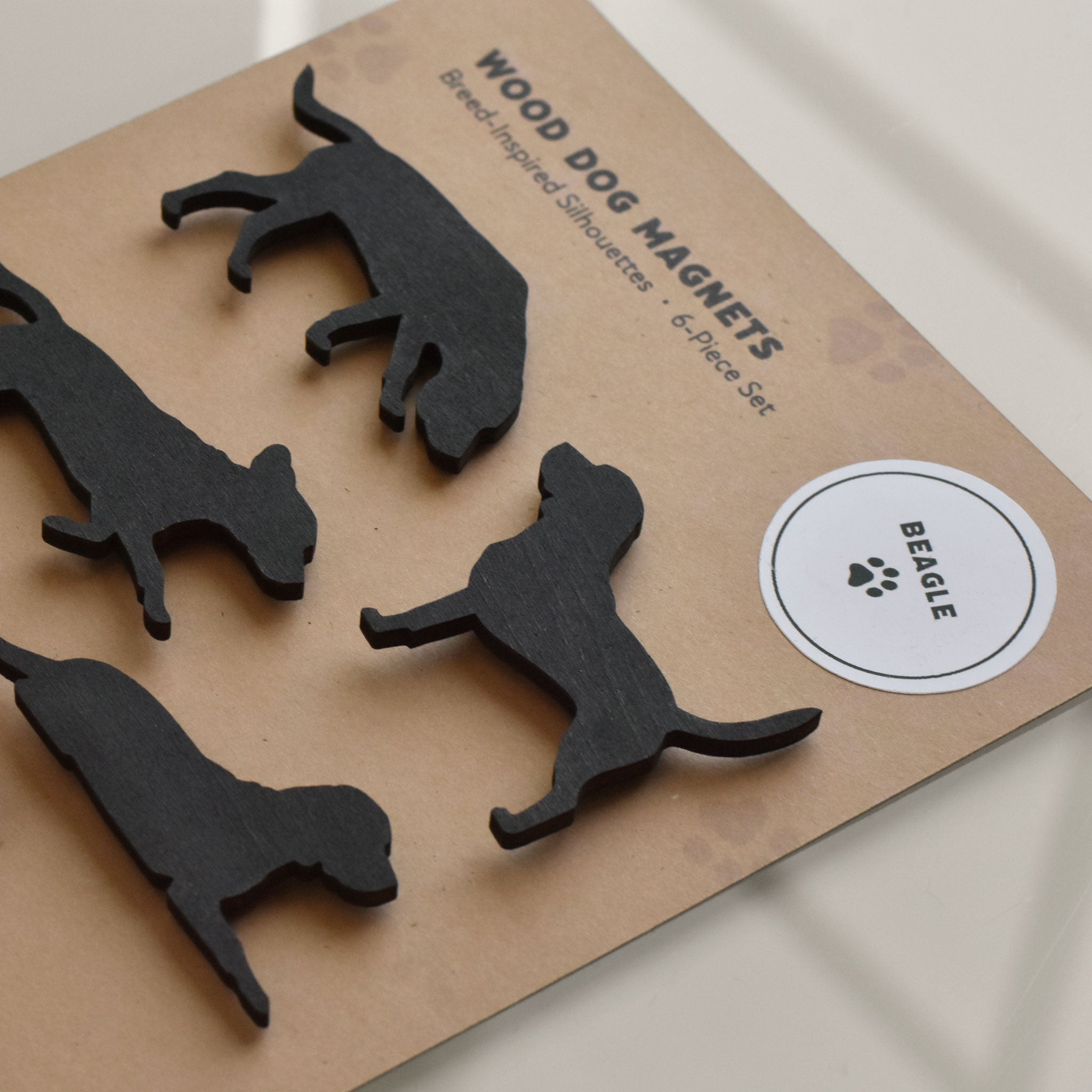Beagle Wood Dog Silhouette Magnets